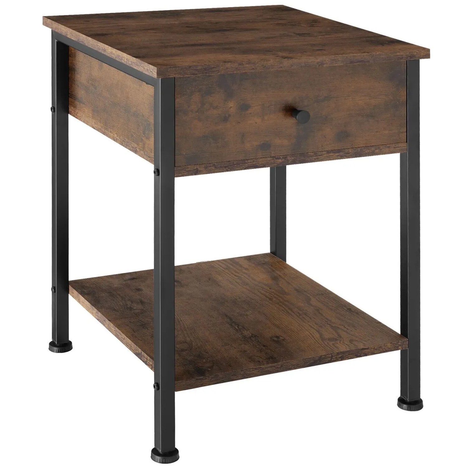 Tectake Nachttisch Bradford Industrial Style Holz und Stahl  40 x 40 x 55 50 cm Industrial Holz Dunkel  Rustikal