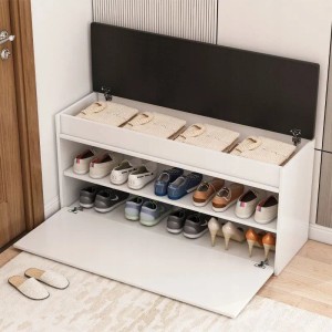 Rebiko Weißer Schuhschrank Mit Sitzfläche Und Stauraum Groß 2 Einlegeböden Zu Öffnen 100 Cm