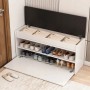 Rebiko Weißer Schuhschrank Mit Sitzfläche Und Stauraum Groß 2 Einlegeböden Zu Öffnen 100 Cm_2