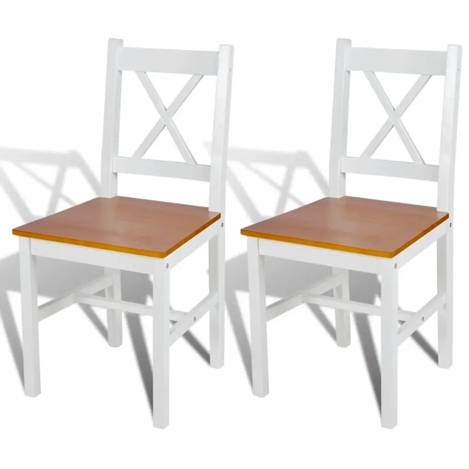 vidaXL Esszimmerstühle 2 Stk Weiß Kiefernholz 241512