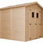 Timbela Holz-Gartenhaus M351 mit Fenstern, 4,08 m², unbehandelt. Ideal als Gerätehaus.