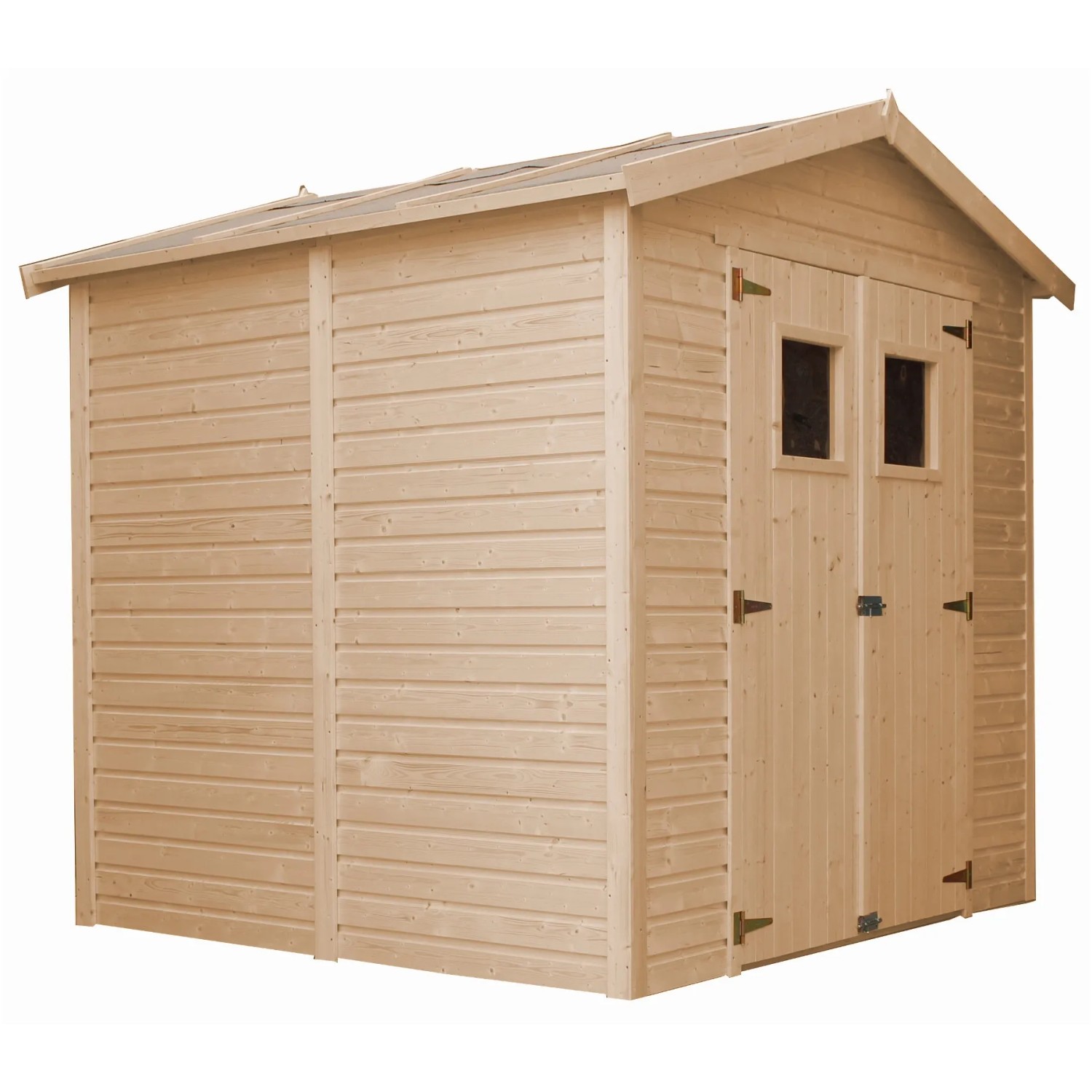 Timbela Holz-Gartenhaus M351 mit Fenstern, 4,08 m², unbehandelt. Ideal als Gerätehaus.