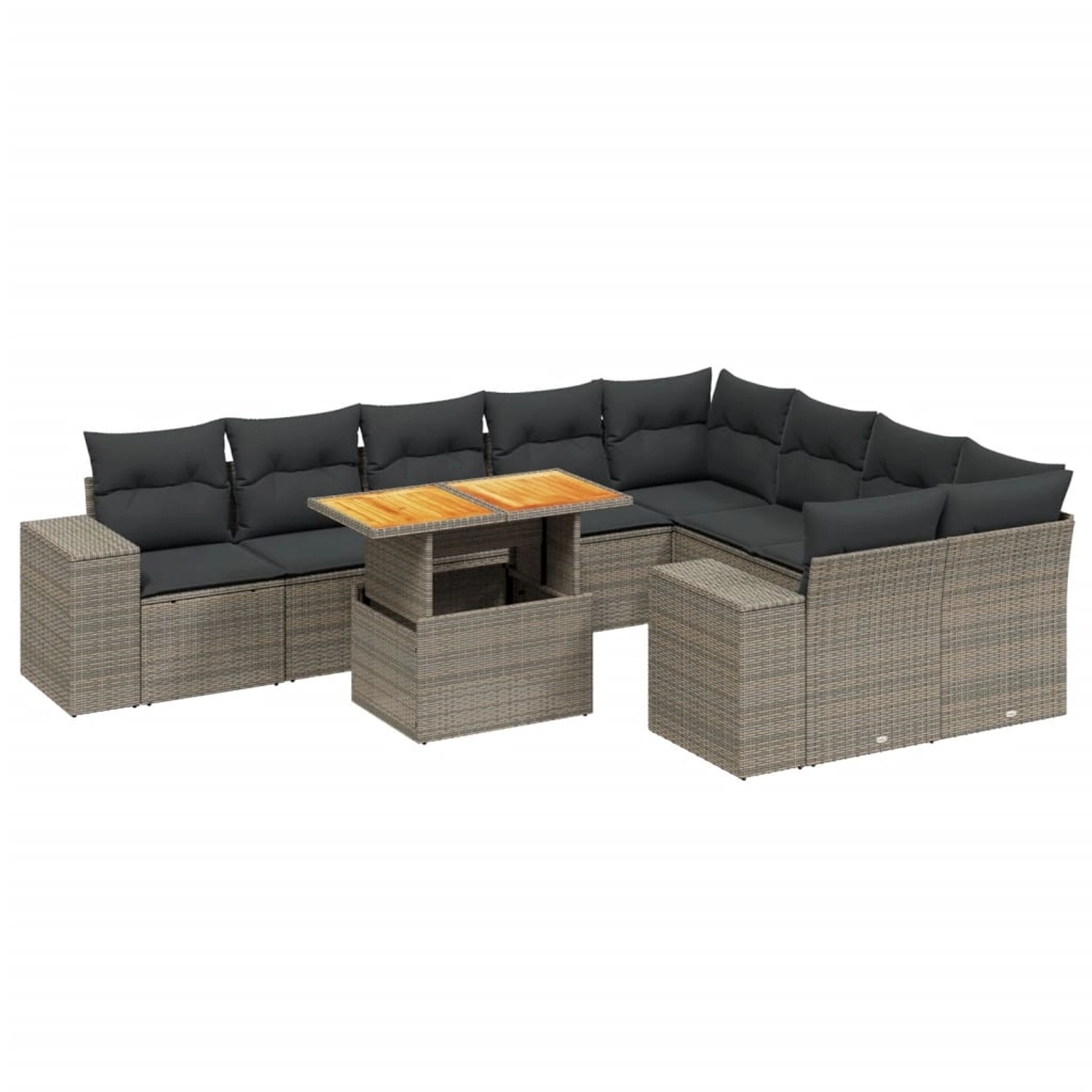 vidaXL 10-Tlg Garten-Sofagarnitur mit Kissen Grau Poly Rattan 3272796 günstig online kaufen