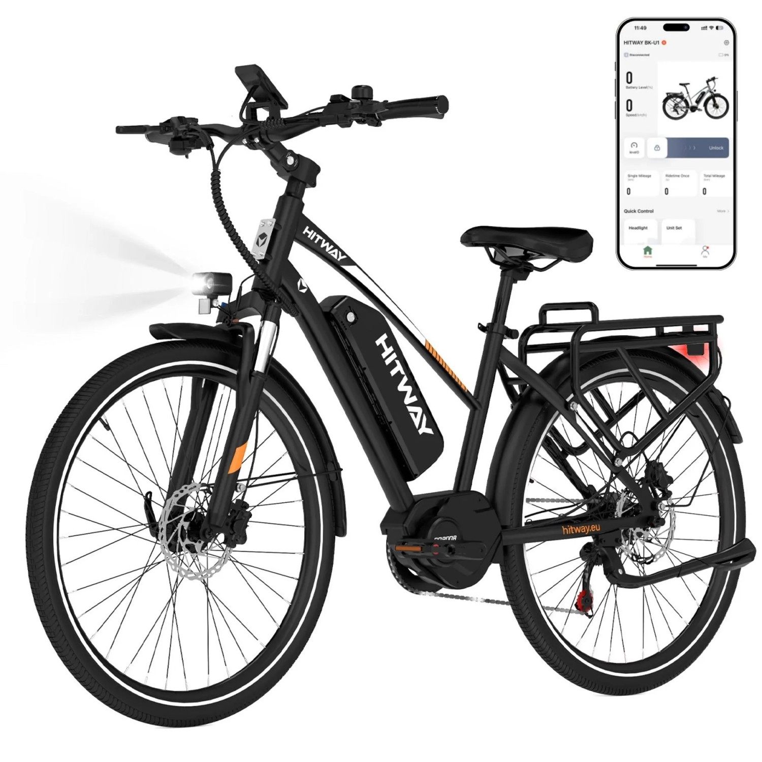 HITWAY E-Bike BK-U1 27,5 Zoll 13Ah Akku Reichweite 120-130KM 250W 7-Gang APP NFC