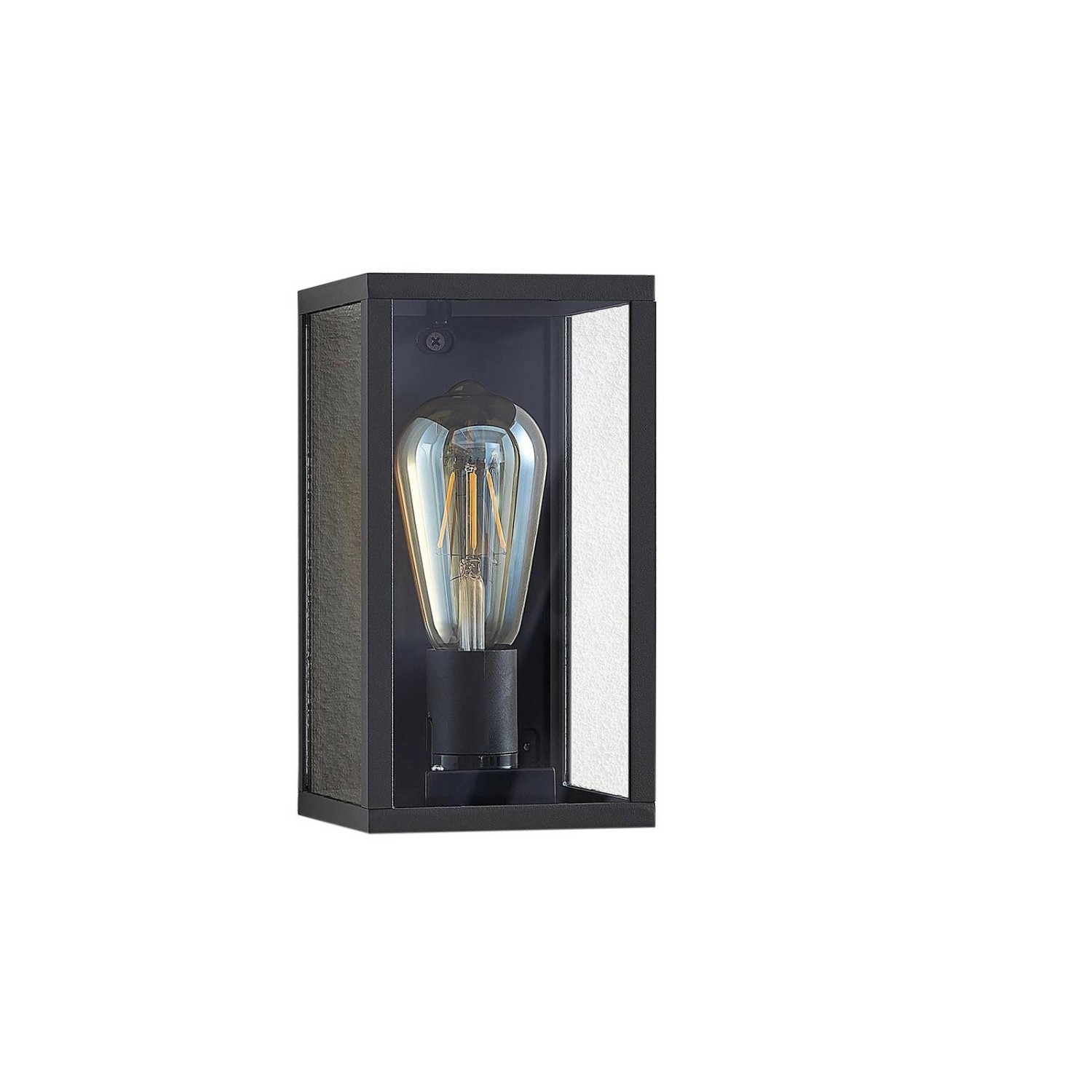 Thumbnail - Lindby Wandleuchte Außen Filimon 9977048 Spritzwassergeschützt Modern in Schwarz aus Aluminium 1-flammig E27