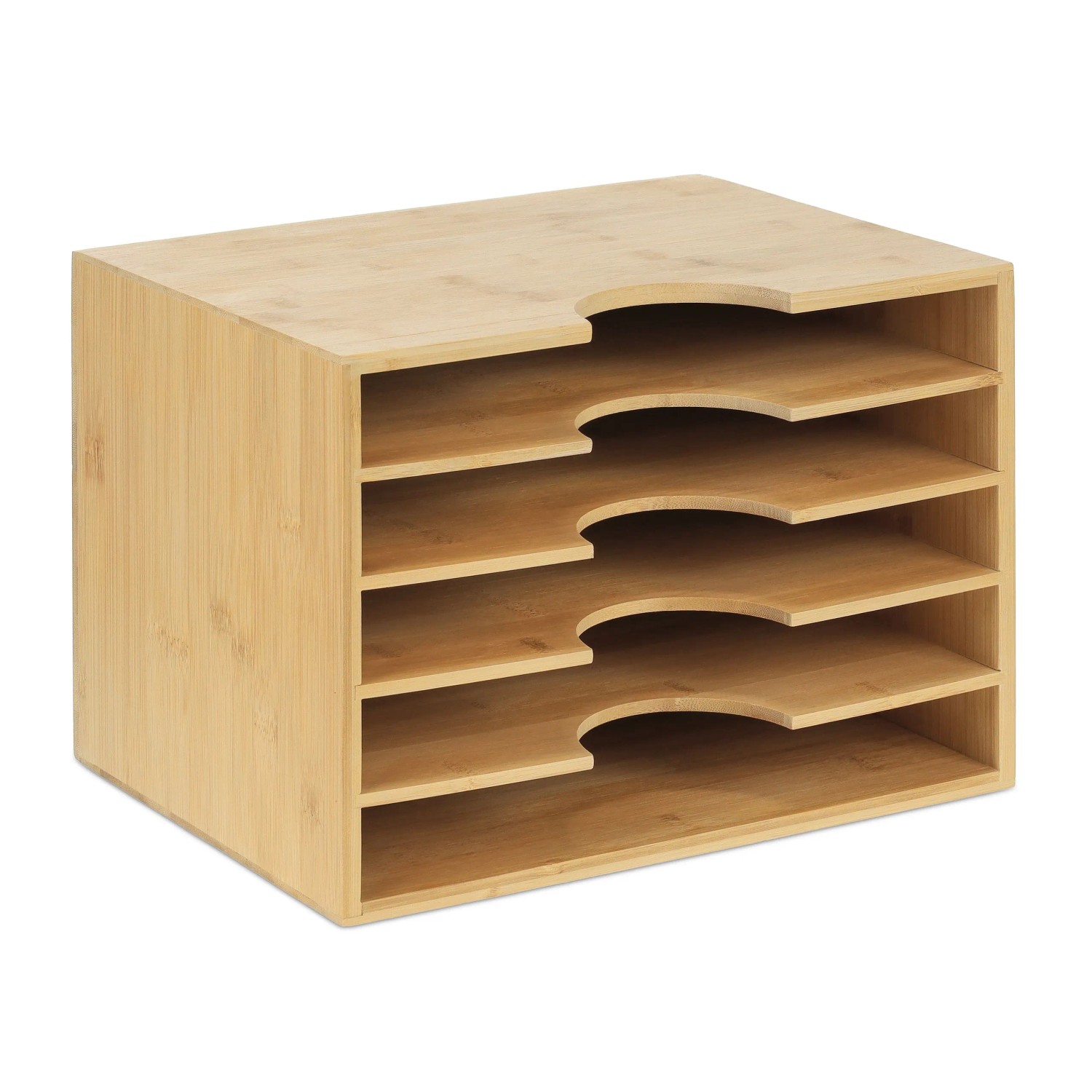 Relaxdays Briefablage Bambus Natur 5 Fächer 23,5 cm x 32,5 cm x 24 cm 2,8 kg