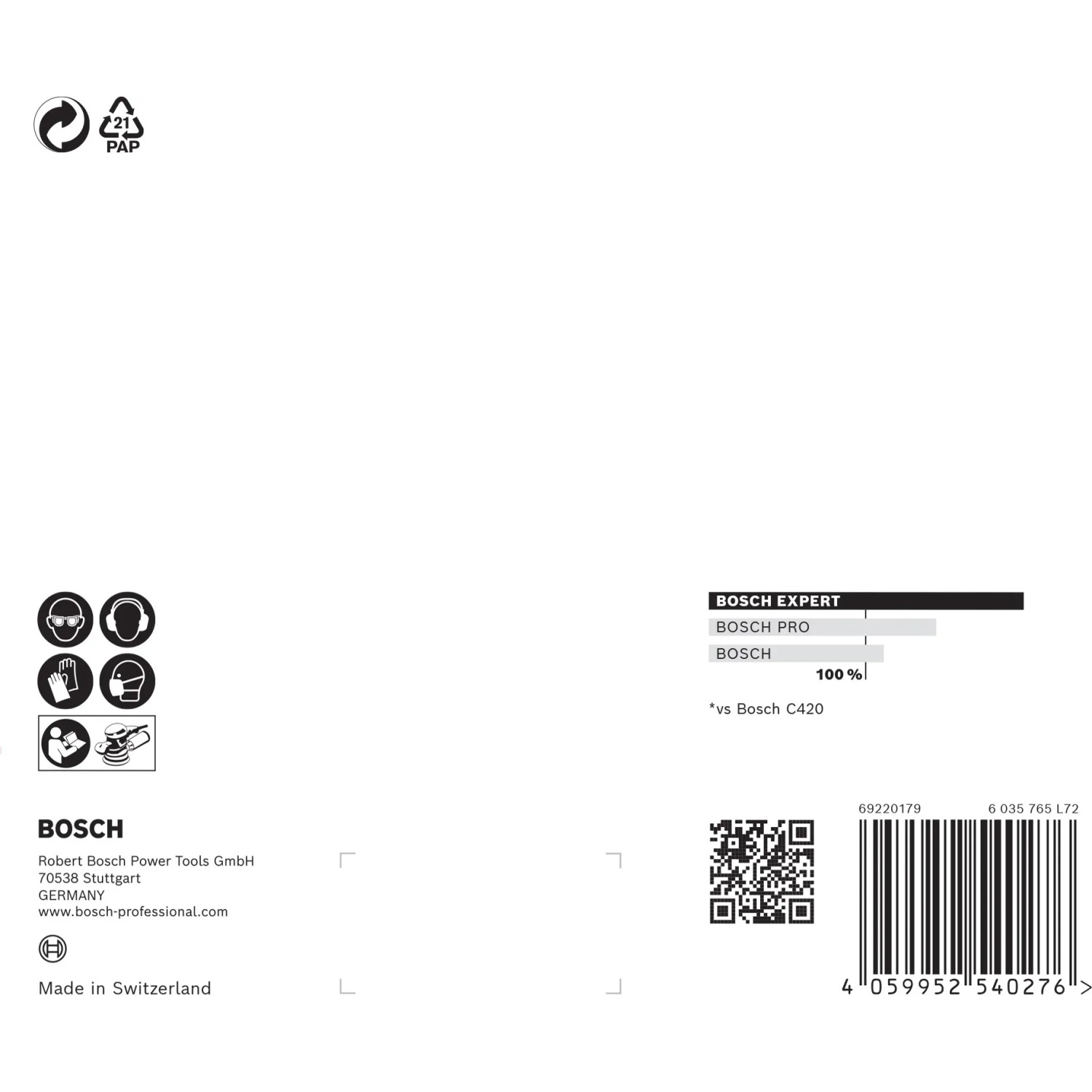 Verpackung Bosch Expert Netzschleifblatt M480 Ø 150 mm K80 5 Stück für Exzenterschleifer.