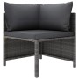 Graues vidaXL Garten-Lounge-Eckteil aus Rattan mit anthrazitfarbenen Kissen.