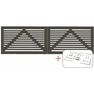 Doppeltor Tokyo, umbragrau, 300x90 cm, Nadelholz mit Beschlägen für Gartenzaun.