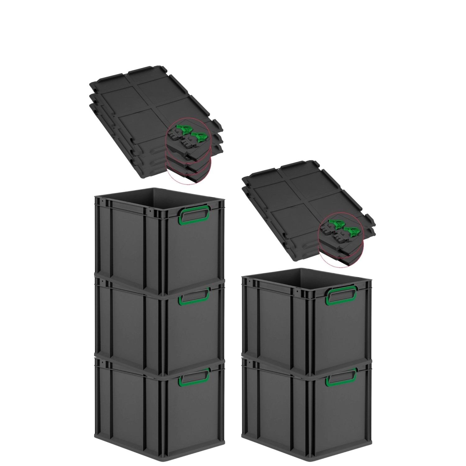 PROREGAL SuperSparSet 5x Eurobox Nextgen Color Mit Scharnierdeckel HxBxT 32 günstig online kaufen