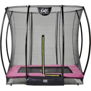 Rechteckiges EXIT Silhouette Bodentrampolin 153x214cm in Rosa mit Sicherheitsnetz.