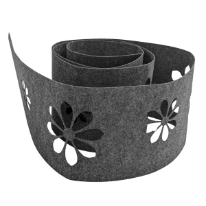 Anthrazitgrauer Sichtschutz-Streifen mit Sonnenblumen-Dekor für Doppelstabmattenzäune.