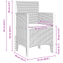 Detailzeichnung: vidaXL Garten-Essgruppe, 9-teilig, braun, Poly Rattan, Maße des Stuhls.