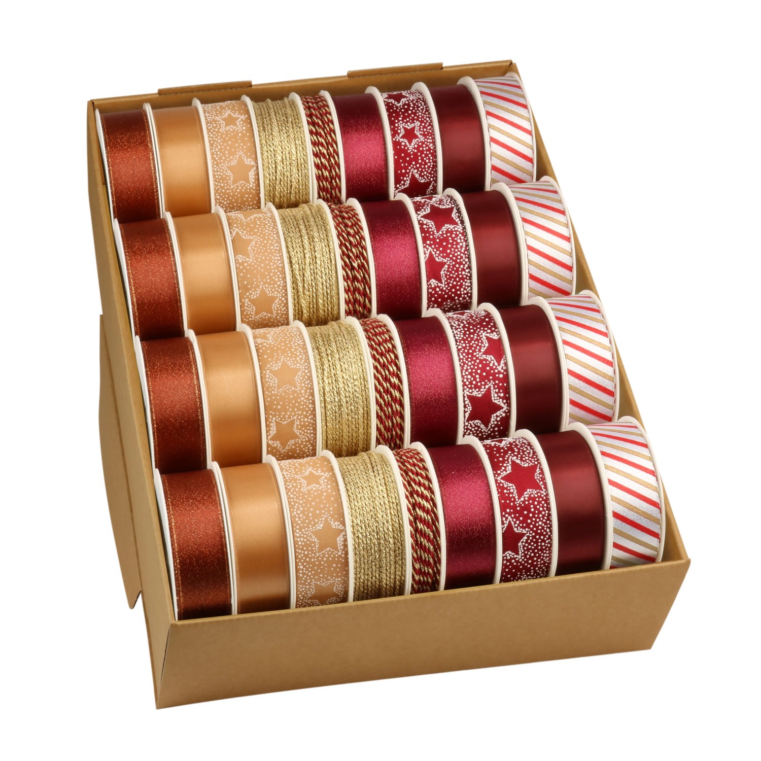 Präsent Geschenkband Weihnachten Kupfer Gold Bordeaux