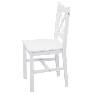 Weißer MCW Esszimmerstuhl F77 im 4er-Set aus Kiefernholz im Landhausstil.