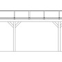 Skizze Skan Holz Carport Westerwald mit Satteldach und geraden Kopfbändern, Seitenansicht mit Höhenangabe.