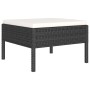 Schwarzer vidaXL Gartenhocker aus Rattan mit creme-weißem Polster, Teil eines Lounge-Sets.