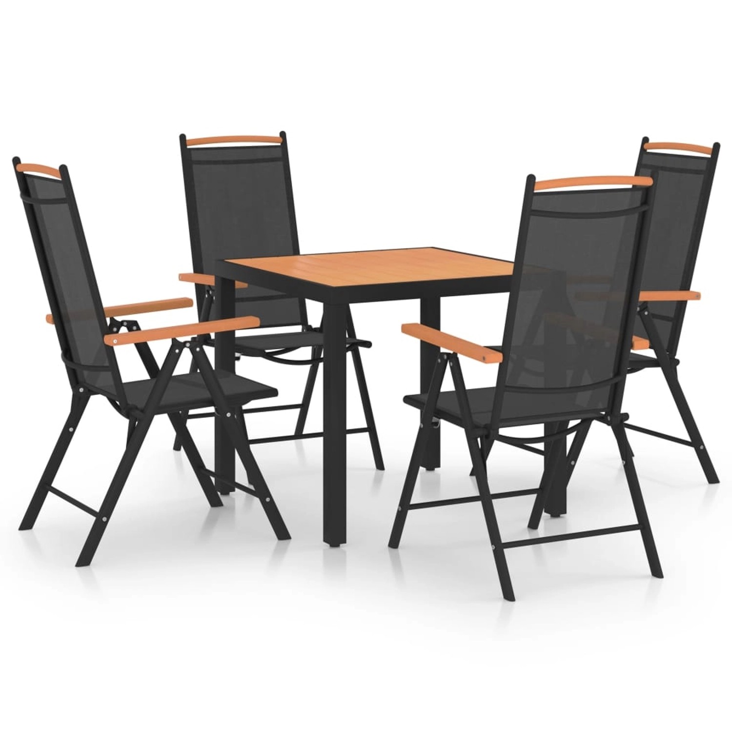 vidaXL 5-tlg Garten-Essgruppe Aluminium Schwarz Modell 2
