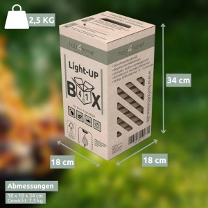 holz4home Grillkohle Premium Light UP Box 4in1 für schnelles Anzünden beim Grillen.