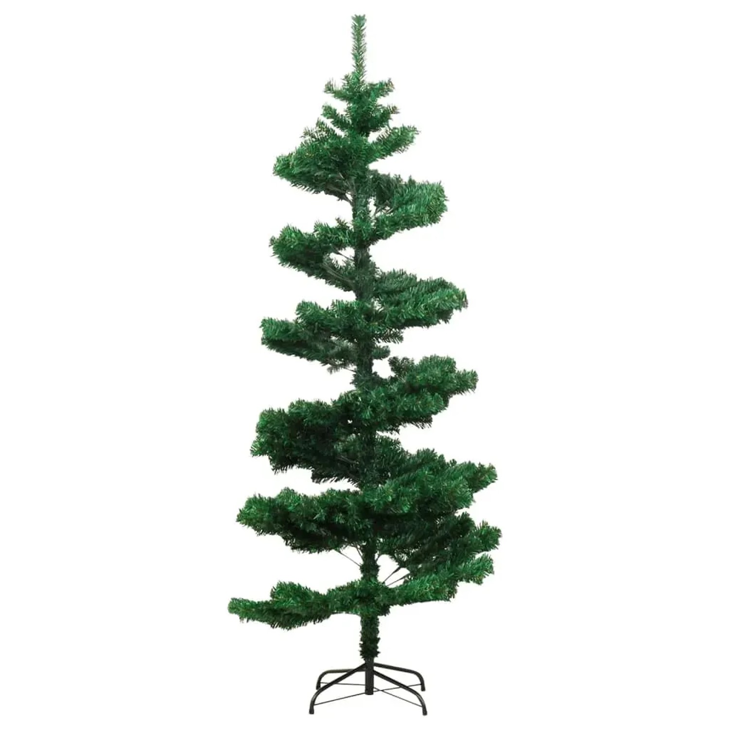 Grüner vidaXL Spiral-Weihnachtsbaum (150 cm) mit LED-Beleuchtung und Ständer.