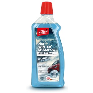 NIGRIN Wintershampoo Snowfoam Nordic Breeze 1l Flasche. Reinigt Autos kraftvoll von Winterschmutz, Eis & Salz.