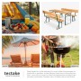 Tectake Bierzeltgarnitur Franz II, 3-teilig, klappbar, aus Tannenholz mit Stahlgestell und Rückenlehnen für Outdoor.