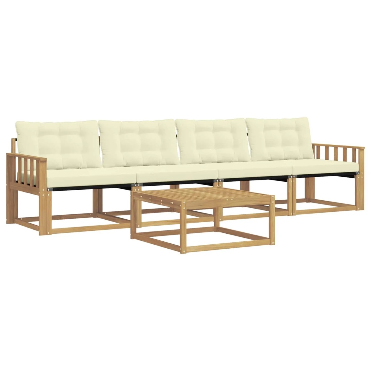 vidaXL Outdoor-Sofagarnitur 5 Stk Weiß und Creme 79 x 79 x 37 cm 3388392