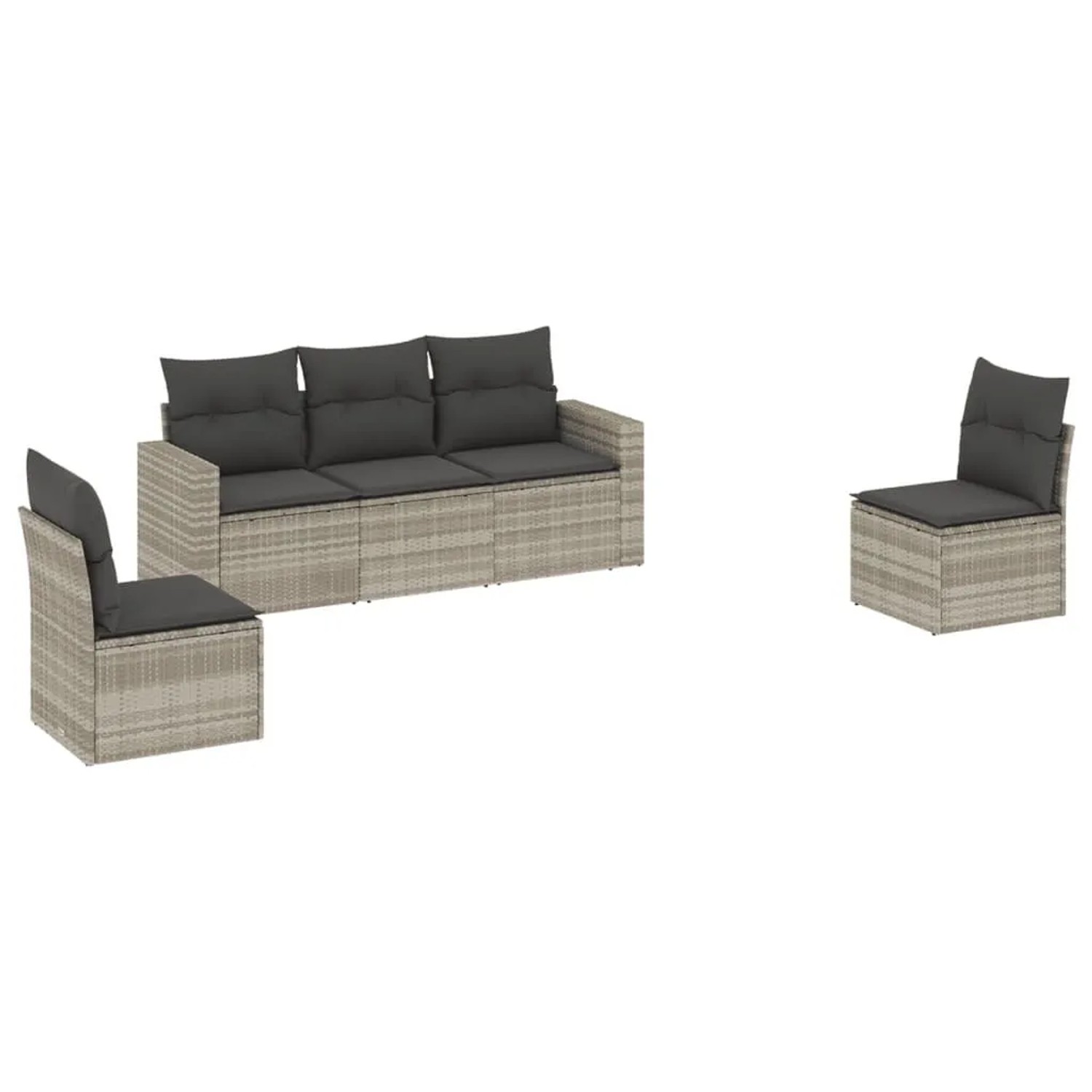 vidaXL 5-Tlg Garten-Sofagarnitur mit Kissen Hellgrau Poly Rattan 3251129 günstig online kaufen