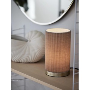 Beige PR Home Tischlampe Dora Textil Plissee, E27, 14x25cm. Dekorative Nachttischlampe.