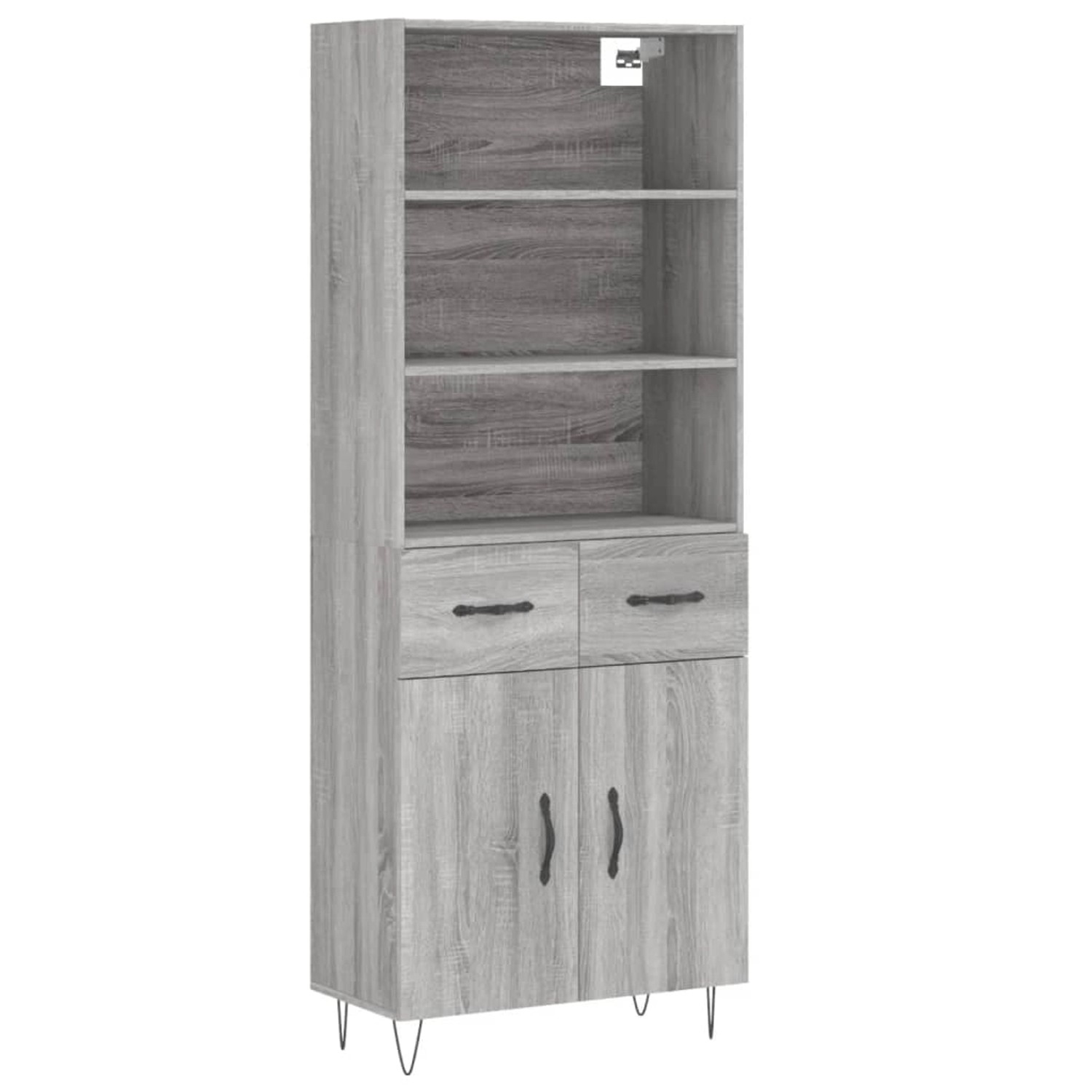 vidaXL Highboard Grau Sonoma 69,5x34x180 cm Holzwerkstoff 3200551 günstig online kaufen