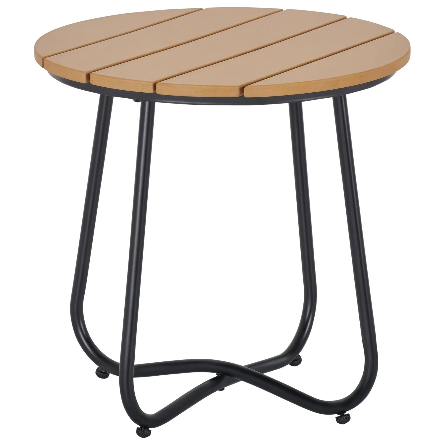 Outsunny Gartentisch Stahl Kunststoff Braun Ø49 x 48H cm