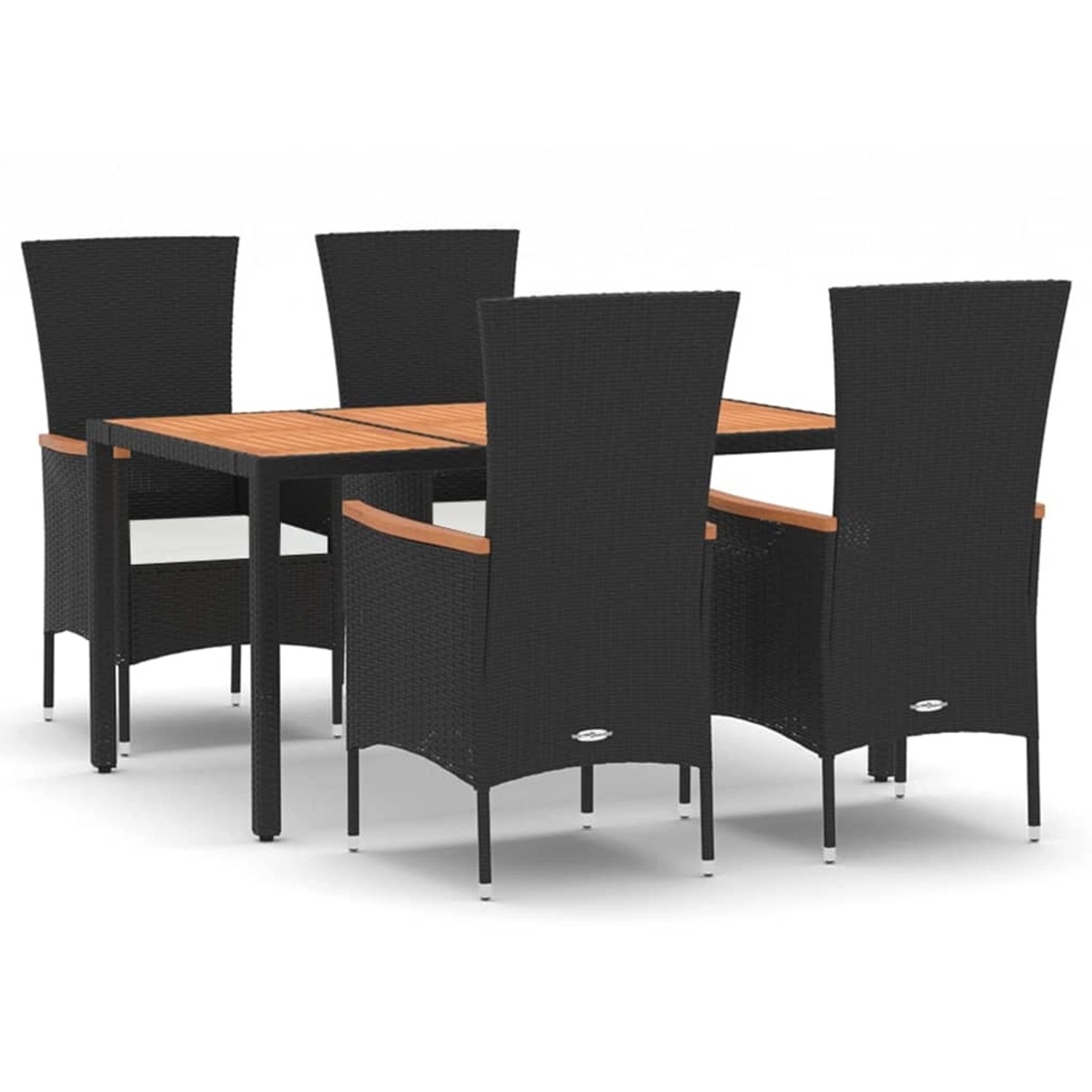 vidaXL 5-Tlg Garten-Essgruppe mit Kissen Schwarz Poly Rattan 3157530