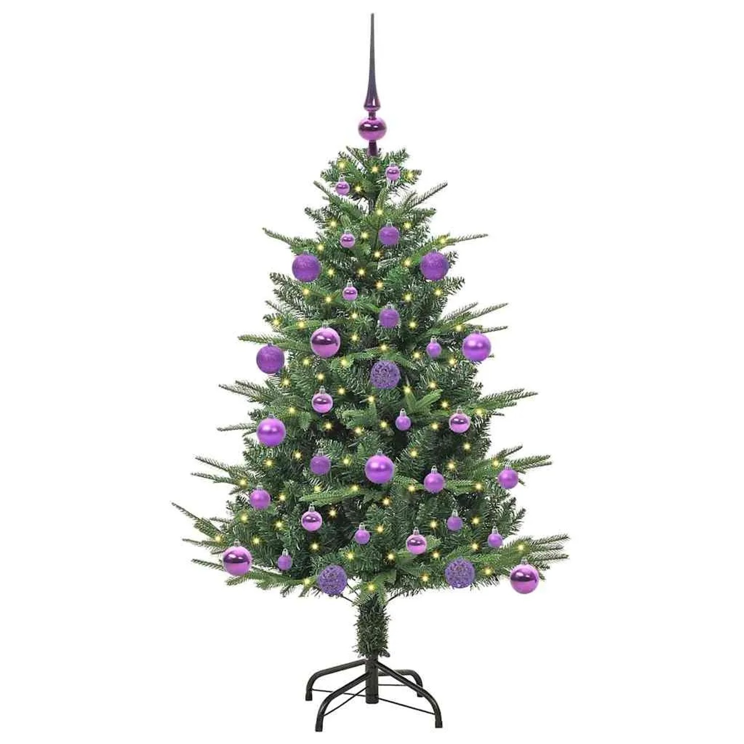 vidaXL Künstlicher Vorbeleuchteter Weihnachtsbaum mit Kugelset Grün 3395332