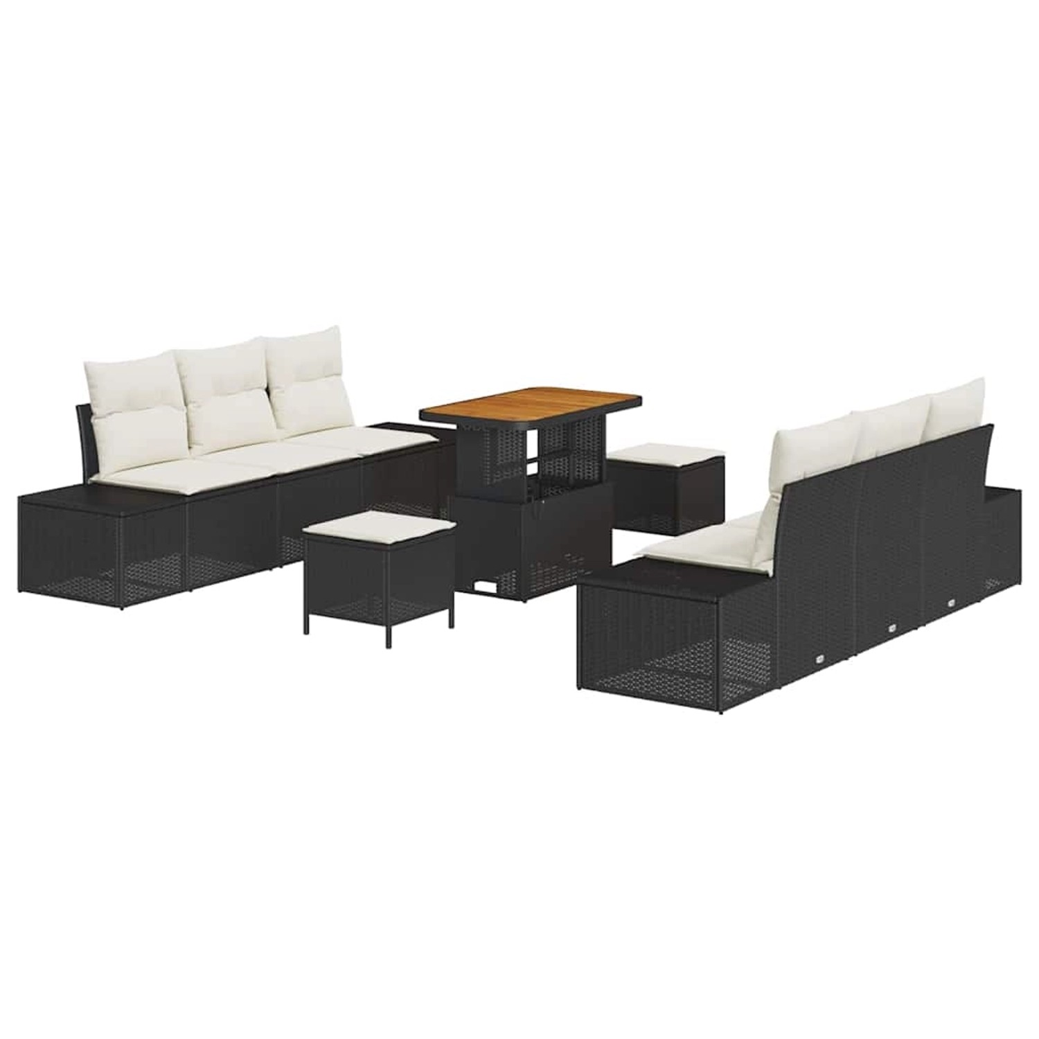 vidaXL Garten-Sofa-Set mit Kissen 9-Tlg Schwarz Poly Rattan 3362740 günstig online kaufen