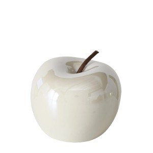 Deko-Apfel Perly, Porzellan, Ø 8cm, beige/weiß, glänzend. Dekorative Figur für stilvolle Akzente.