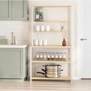 Relaxdays Küchenregal Eisen MDF Holzoptik Weiß Mit Arbeitsplatte 167 cm x 100 cm x 40 cm 23 kg