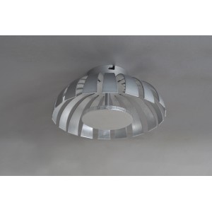 Moderne, silberne LED-Wand-Deckenleuchte Flare mit Blattsilberoptik, Ø 26 cm.