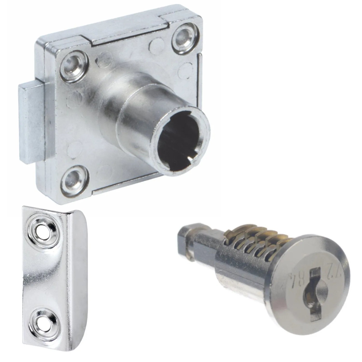 SOTECH JUNIE Aufschraub Riegelschloss Dornmaß 25 mm Verschiedenschließend Möbelschloss inkl. Schließblech
