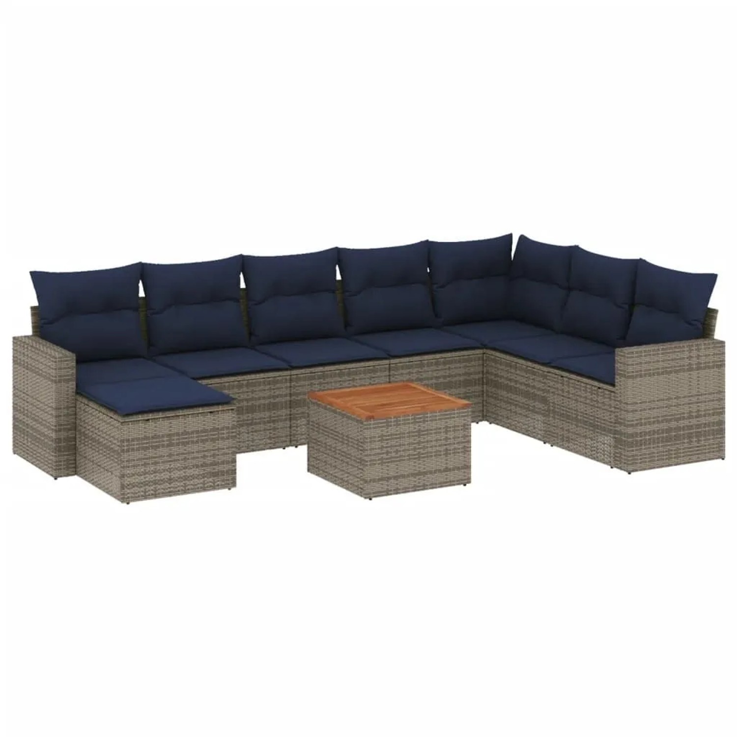 vidaXL 9-Tlg Gartensofa-Set mit Kissen Grau Polyrattan 3256593 günstig online kaufen