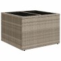 Hellgrauer vidaXL Gartenmöbel-Hocker aus Polyrattan mit Stauraum für Kissen.