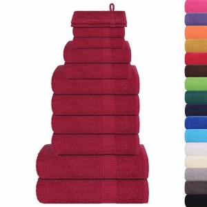 vidaXL 12-Tlg Handtuch-Set Bordeauxrot 360 g/m² 100% Baumwolle 137098