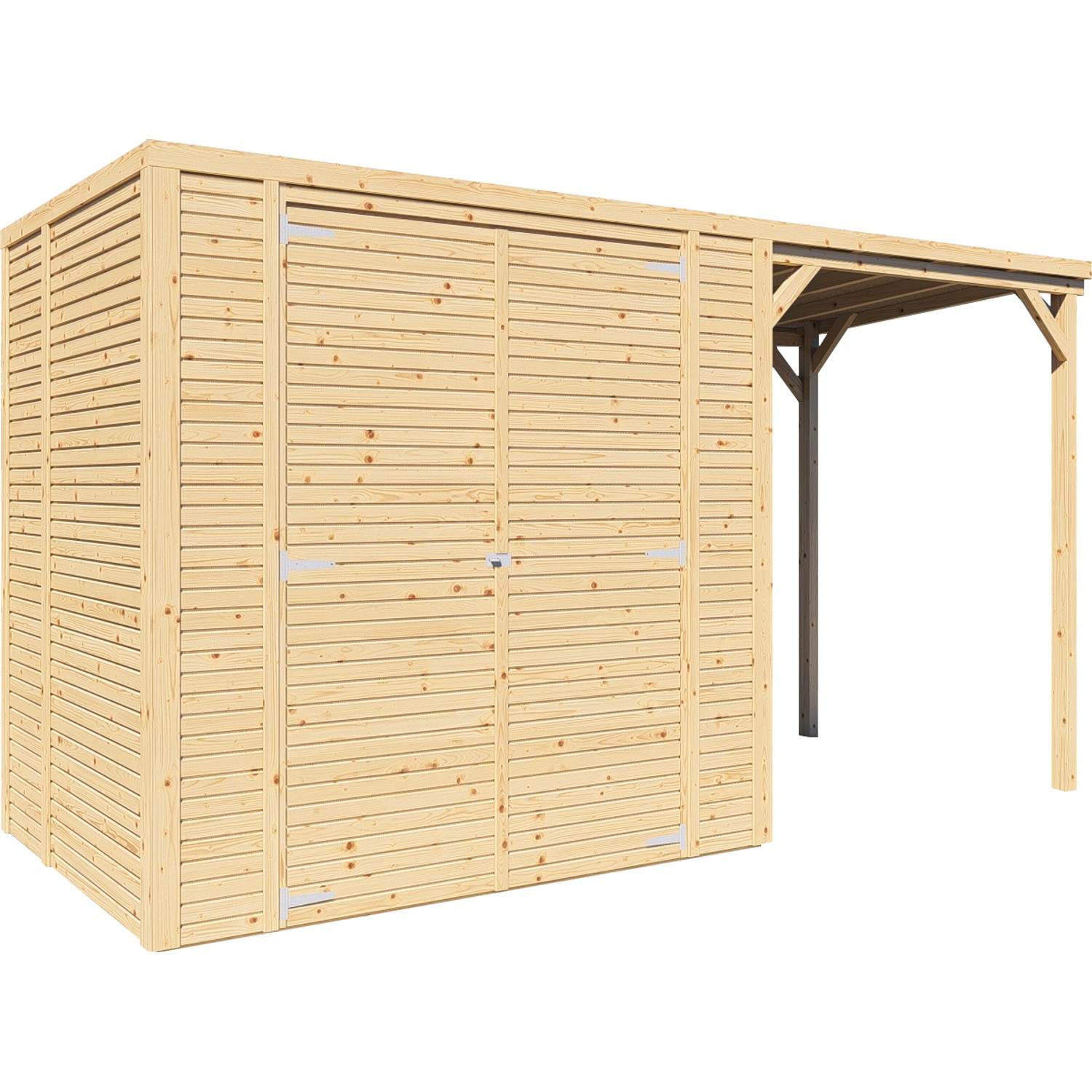 KONIFERA Gartenhaus "Beno 2 PLUS Fineline Flachdach", mit Anbaudach günstig online kaufen