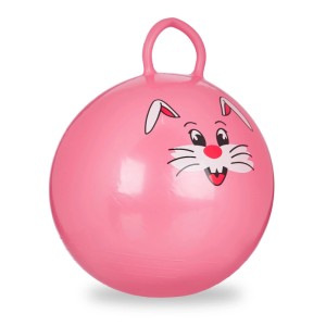 Relaxdays Hüpfball Kinder PVC Pink Mit Griff 55 cm x 45 cm 0,4 kg