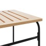 Detailansicht: Tischplatte des vidaXL Balkonmöbel-Sets, Stahlgestell, helle Holzoptik.