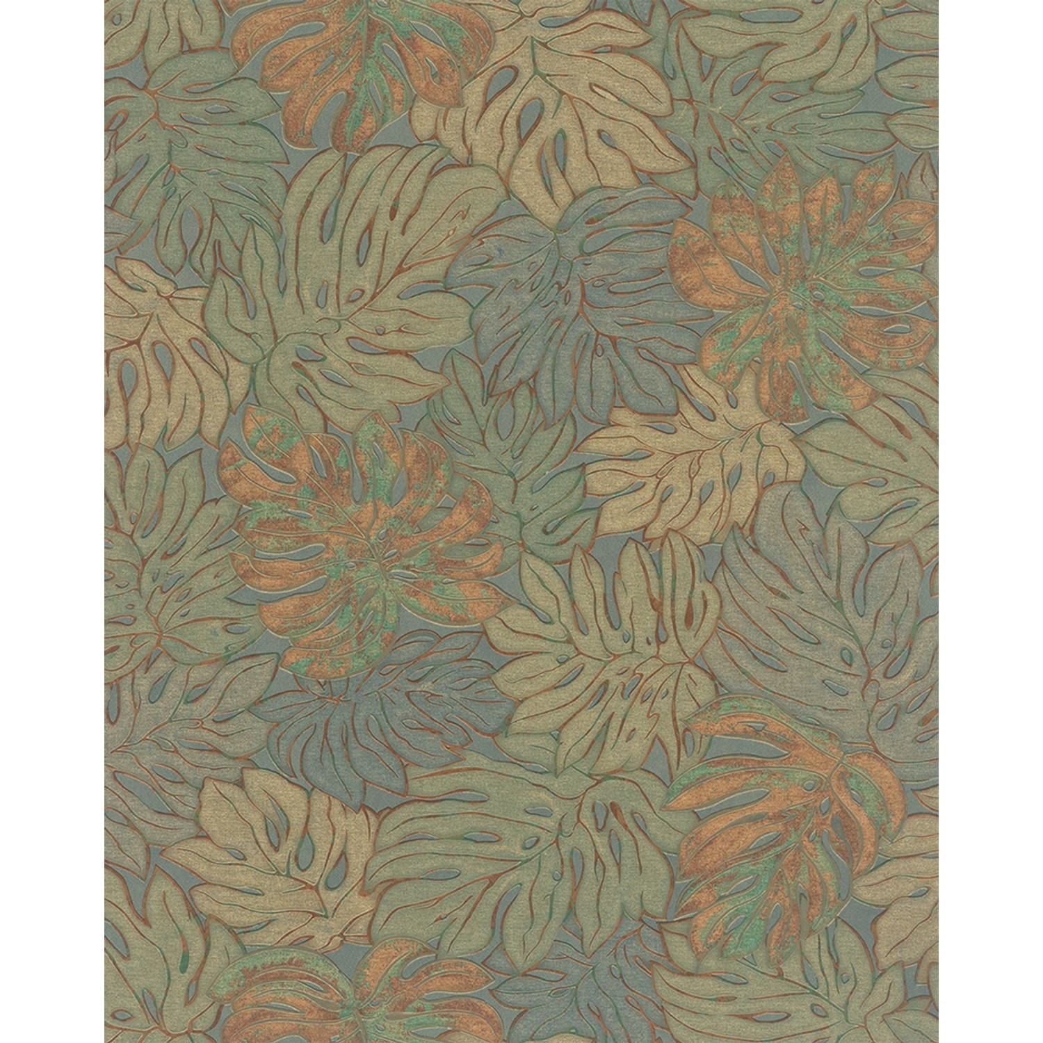 Marburg Vliestapete Floral Blatt Grün-Gold 10,05 m x 0,53 m FSC® günstig online kaufen