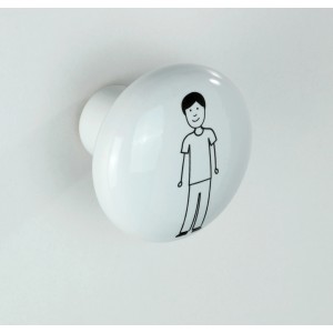 Weißer Wenko Wandhaken Arles mit Mann Motiv, Keramik Handtuchhalter für Bad und Garderobe.