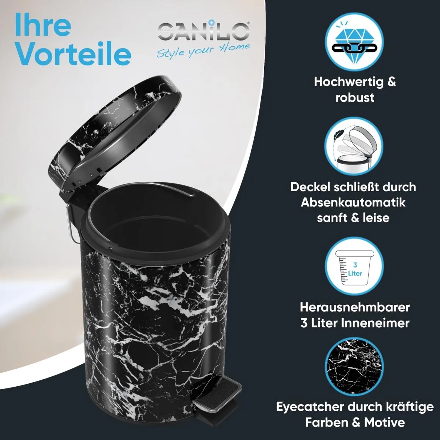 Sanilo Kosmetikeimer Marmor Schwarz kaufen bei OBI