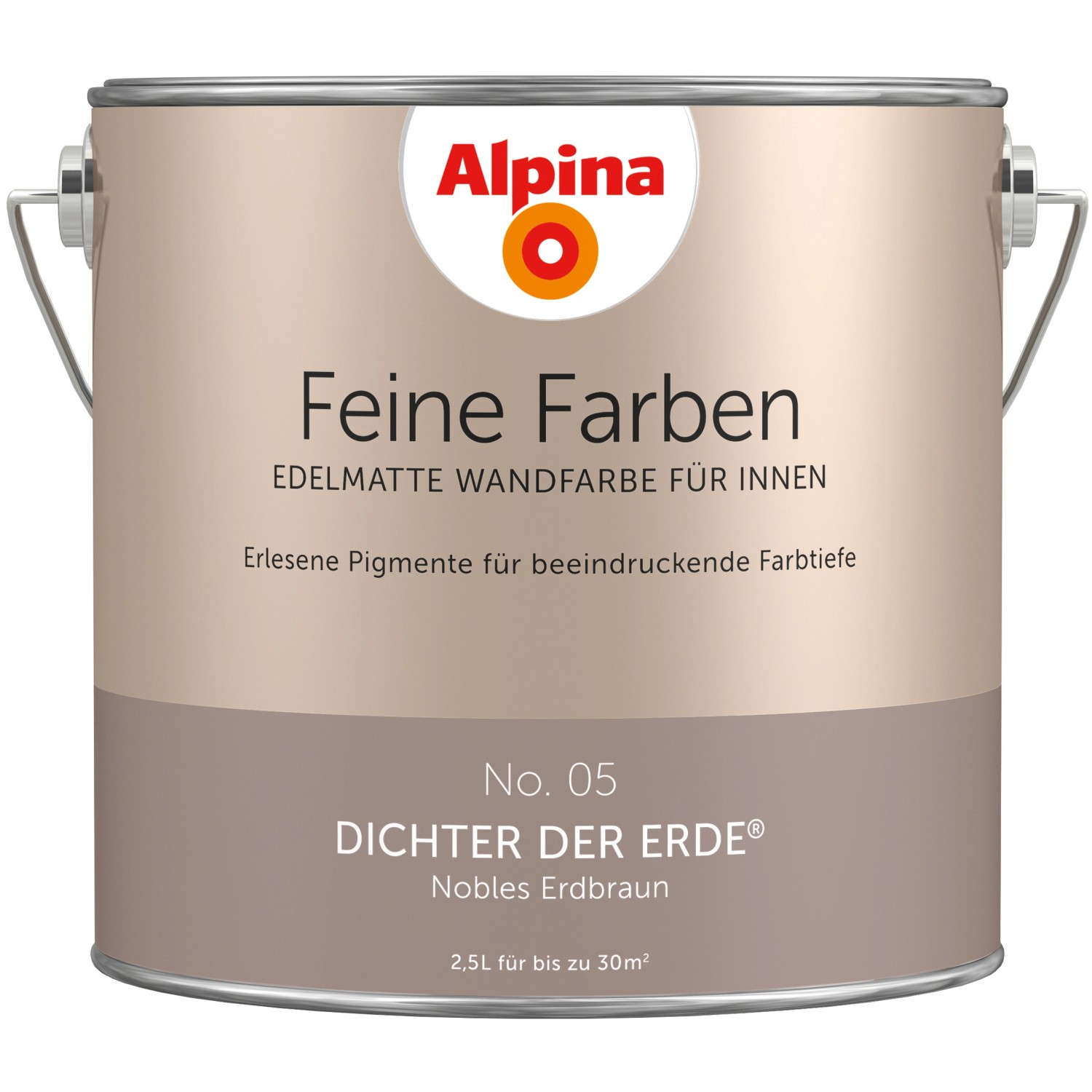Alpina Feine Farben Dichter der Erde®: 2,5L braune Wandfarbe für Innen, edelmatt.