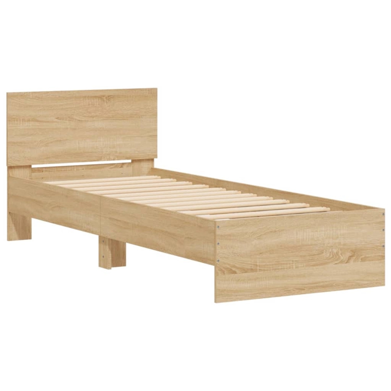 vidaXL Bettgestell mit Kopfteil und LED-Leuchten Sonoma-Eiche 90x190cm 8388 günstig online kaufen