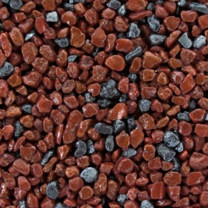 Terralith Metallic Steinteppich Mix 103: glänzende, gerundete rotbraune und graue Steine, 4-6 mm für Innen.